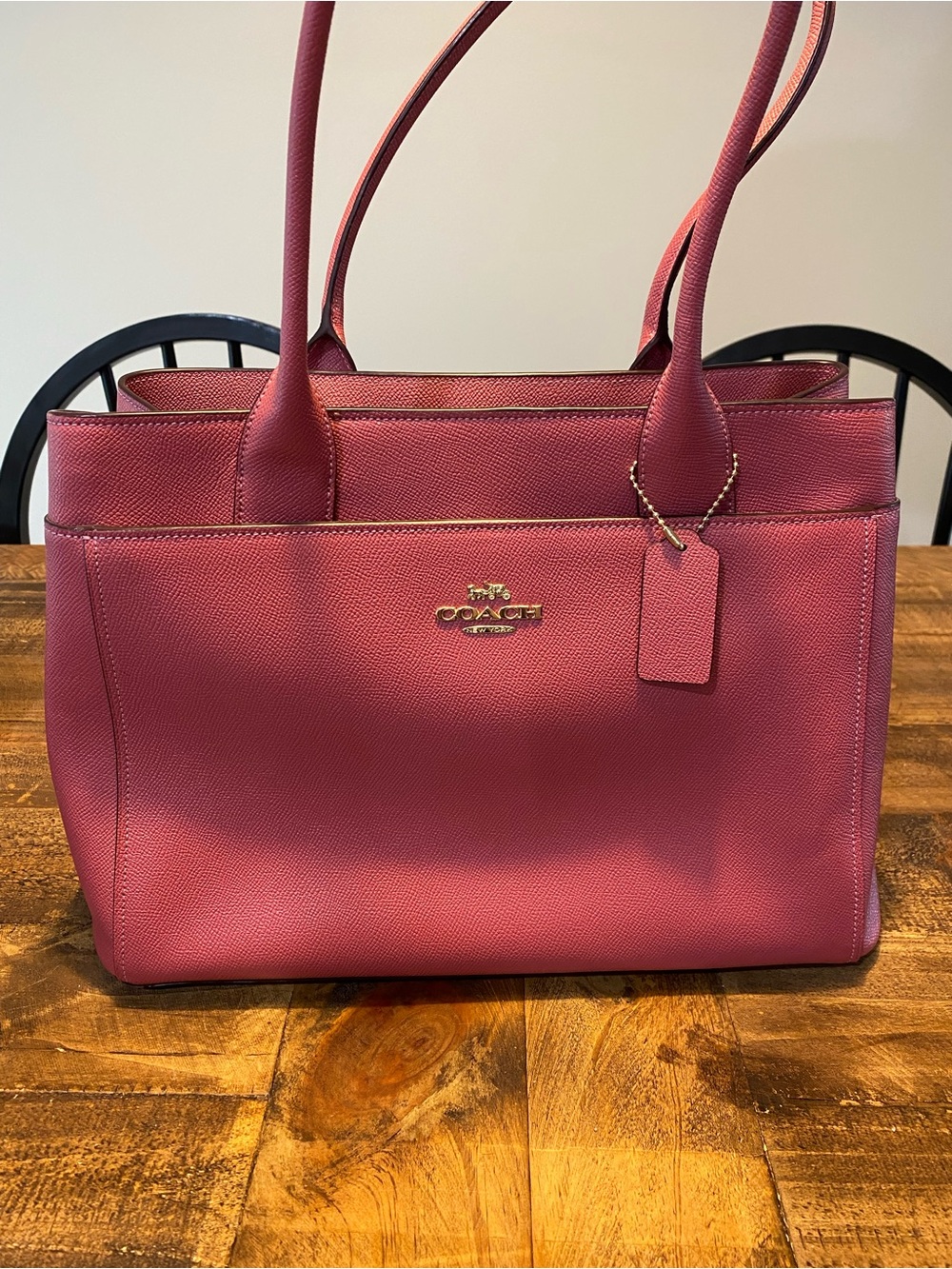 Coach Casey Leather Tote with Logo Charm